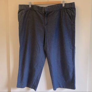Navy linen cotton blend cropped pants size XXL